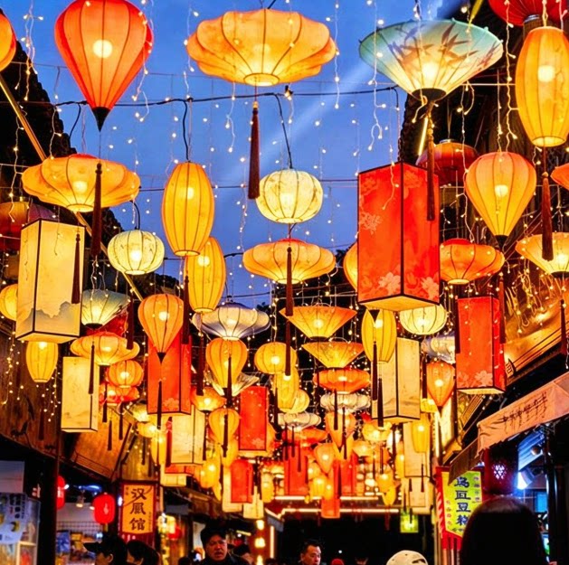 古风彩色组合灯笼文旅亮化工程花灯 景区夜市长廊吊饰 新中式