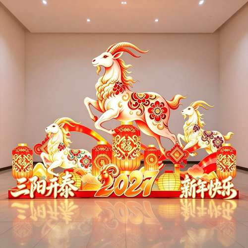 2027吉羊献瑞大型花灯春节元宵景区灯会户外景观彩灯厂家制作