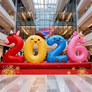 新年装饰品氛围布置充气烟花气模商场美陈橱窗装饰道具烟花气模