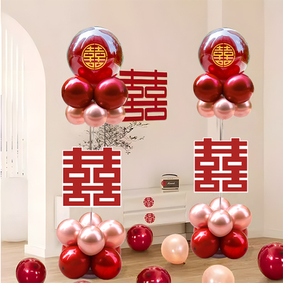 气球结婚布置立柱气球路引
