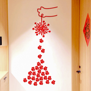 马年装饰场景布置2026新年快乐挂件过年春节客厅氛围福字拉花门贴