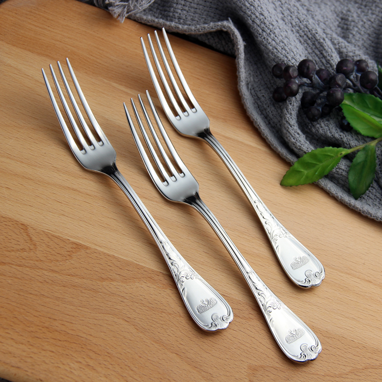 出口天鹅图案长齿中号甜点叉子