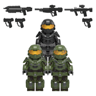 中国积木科幻游戏系列超级部队召唤光晕光环益智拼插积木玩具人仔