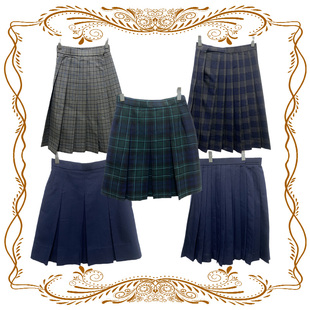 古着vintage日制JKS复古风中古校供格子百褶裙超小码正版学院风