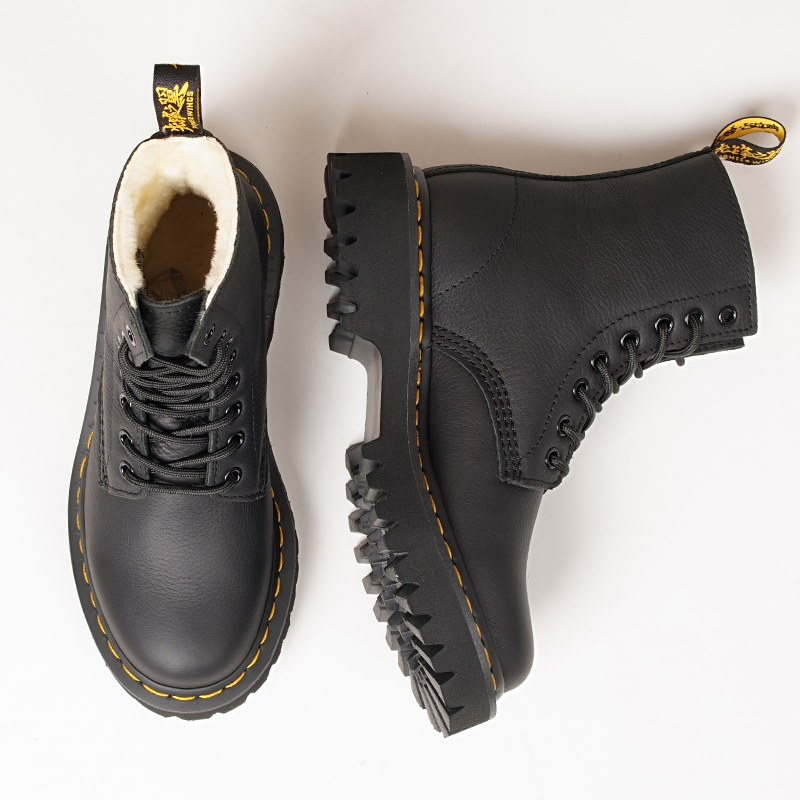 先锋之翼 1460加绒保暖短靴男女款羊毛荔枝纹软皮厚底8孔马丁靴