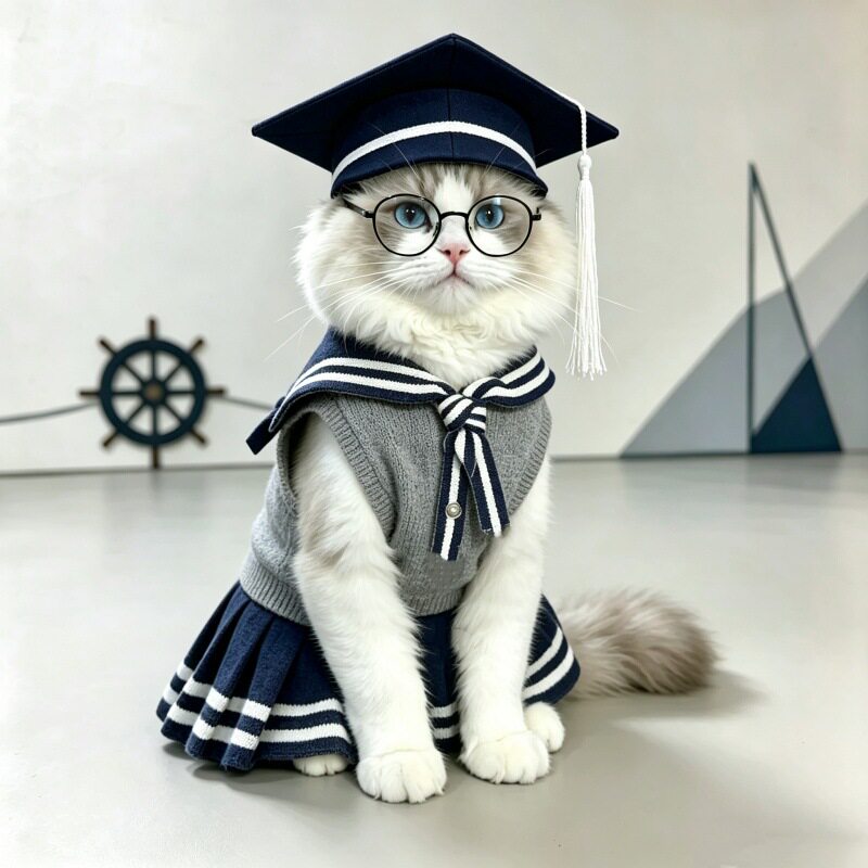 狗狗猫咪海军领毛衣连衣裙比熊雪