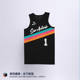 双面穿马刺队球衣定制篮球服套装男比赛队服文班亚马数码印号背心