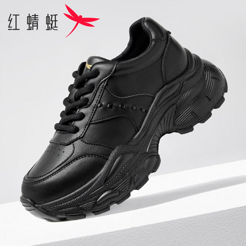 红蜻蜓秋季厚底百搭女老爹鞋