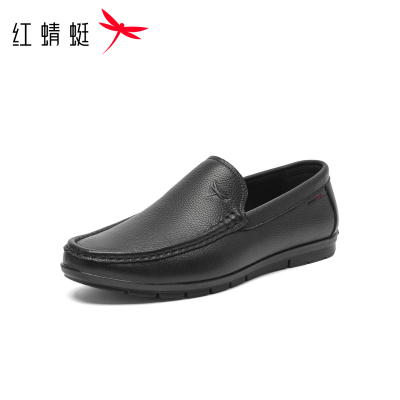 红蜻蜓男鞋夏季新款时尚一脚蹬休闲皮鞋男士豆豆鞋低帮通勤皮鞋