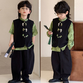 2026新款 套装 花童礼服男孩国风马甲儿童走秀演出服 男童新中式 唐装