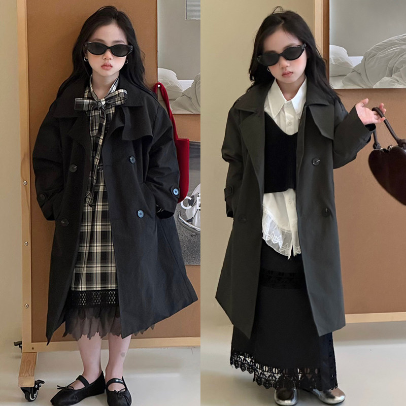 洋气女童风衣外套秋季新款2025