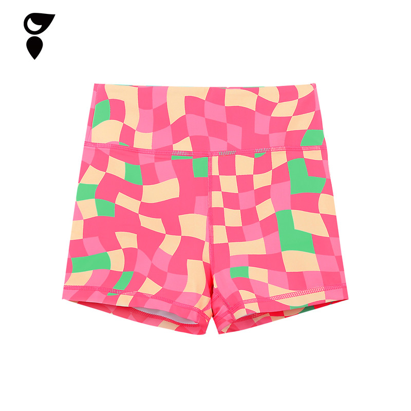 HARDSHIP｜粉扭扭格 训练高弹印花收腰短裤 扭曲格子提臀女健身裤,运动服/休闲服装,健身裤,淘宝优惠券,粉丝福利购,淘宝优惠卷