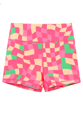 HARDSHIP｜粉扭扭格 训练高弹印花收腰短裤 扭曲格子提臀女健身裤