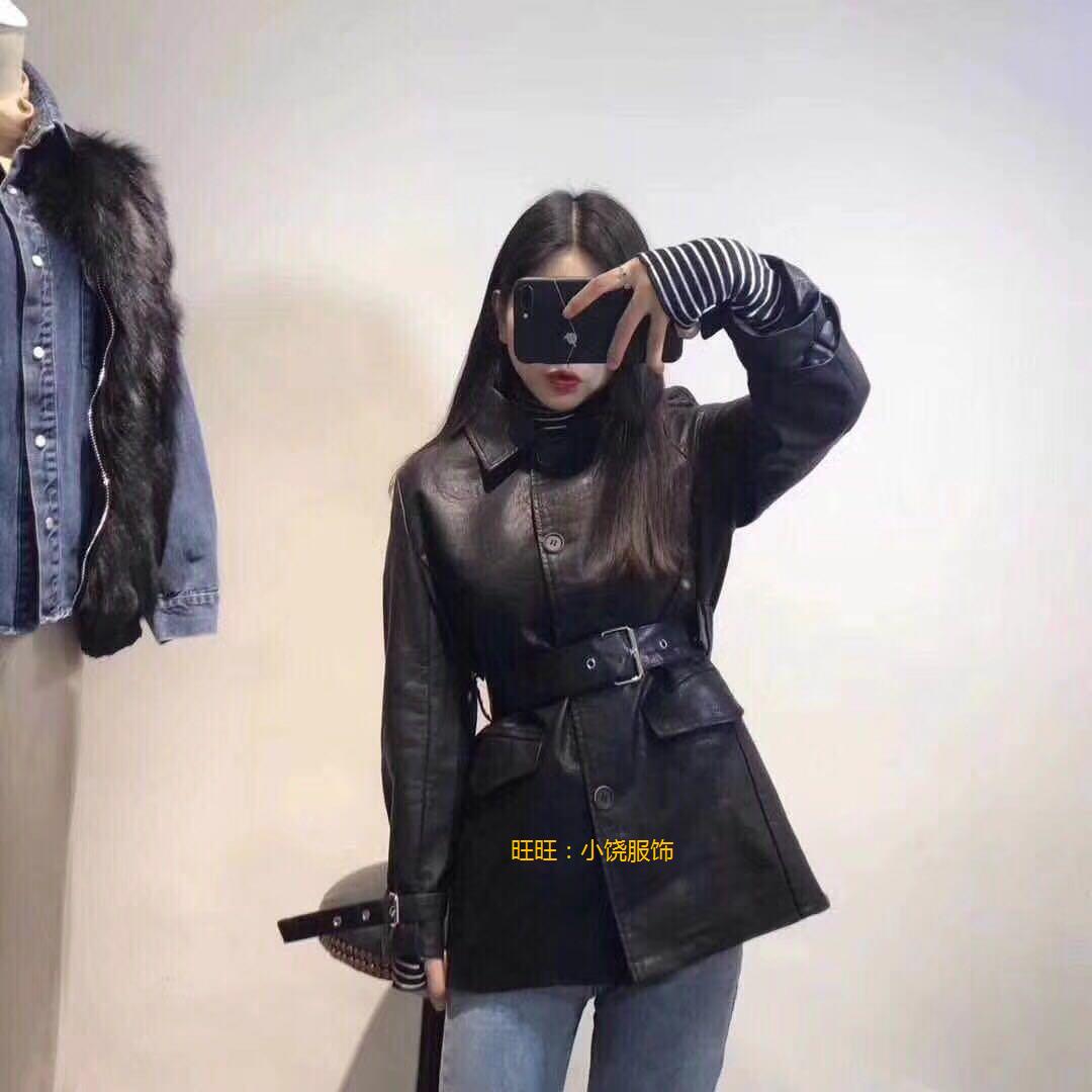2023春秋冬款风衣女装短款皮皮衣