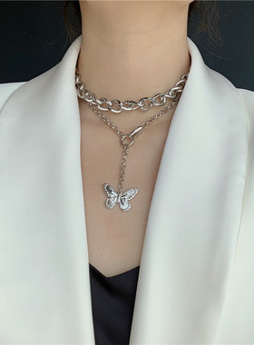 小左饰品 日韩简约ins蝴蝶项链女锁骨链学生韩版简约choker颈链