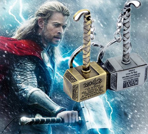 外贸热销 复仇者联盟 雷神之锤托尔THOR合金挂饰雷神锤子钥匙扣