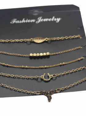 韩版时尚风树叶小象珠子手链