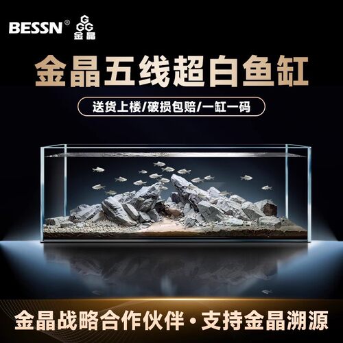 BESSN鱼缸玻璃缸客厅溪流缸超白大号鱼缸裸缸小型生态缸龟缸批发