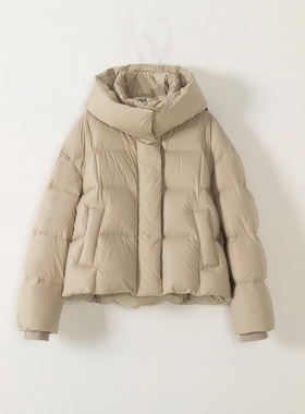 玛洛薇 M-60656 加厚90白鹅绒连帽泡芙款羽绒服