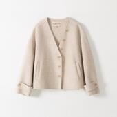 72113 玛洛薇 带围巾双面呢羊毛外套