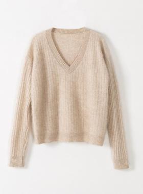 玛洛薇 M-36265 拉毛羊绒套头针织衫毛衣