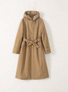 玛洛薇 M-60655 经典款90白鹅绒连帽长款羽绒服