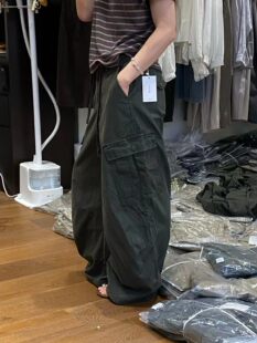 SICILY秋季新款山系流浪风抽绳工装阔腿裤 江南布衣风格休闲裤女