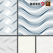 黑白几何线条波浪曲线拼接抽象底纹无缝印花图案AI矢量设计素材