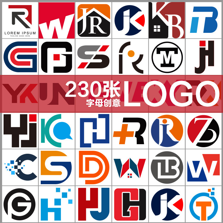 创意英文字母变形组合logo标志设计eps矢量素材