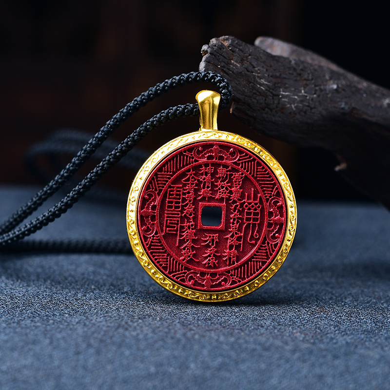 朱砂山鬼花钱吊坠复古太极