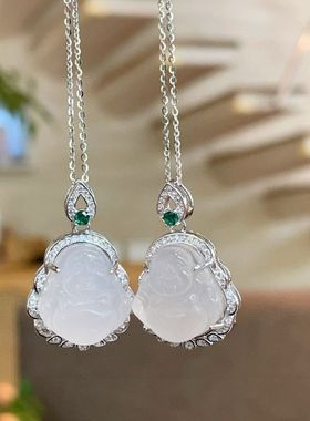 足银9999纯银古法描金佛公吊坠女项链新中式国风送女友情人节礼物