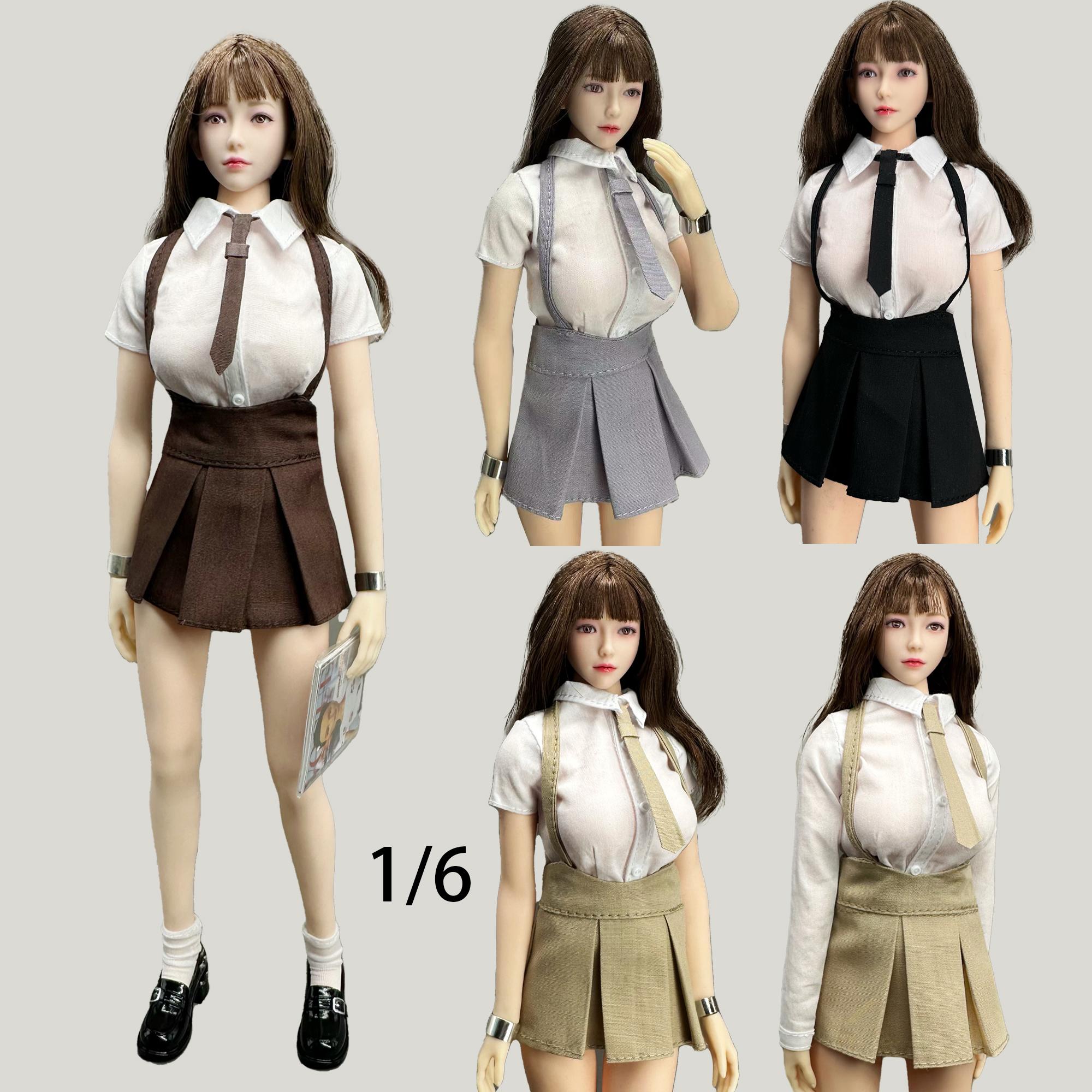 1/6女兵人偶JK学院风制服衬衫百褶短裙连衣裙背带裙图片