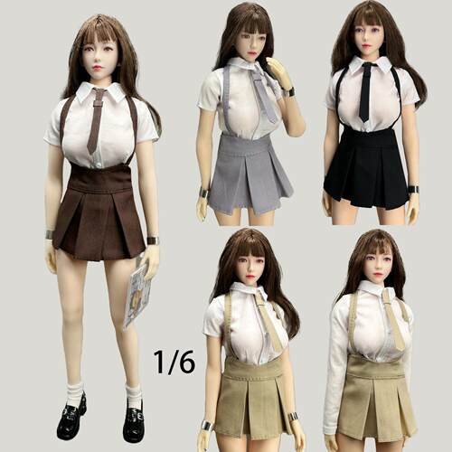 1/6女兵人偶JK学院风制服衬衫百褶短裙连衣裙背带裙