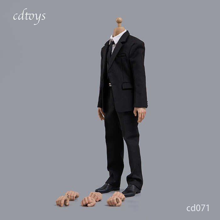 现货cdtoys cd071 1/6兵人男士黑色西服套装西服西裤衬衣皮鞋素体