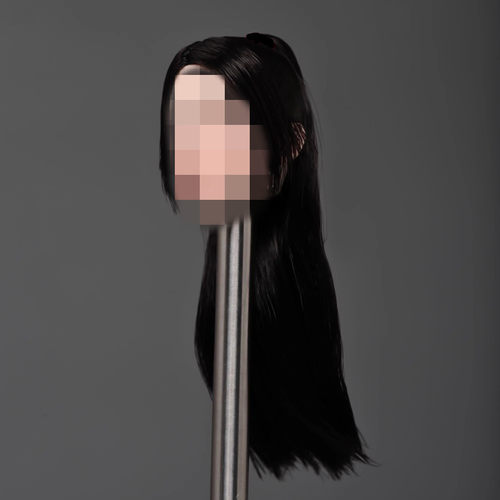 1/6女兵人 头雕头发发型 假发 女头雕改发型用的 075黑色长马尾