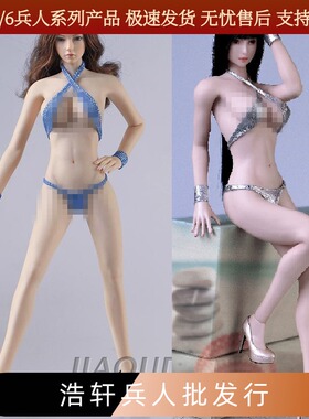 现货1/6兵人女服装 银色 蓝色比基尼 内衣 胸衣 适岚PH包胶女素体