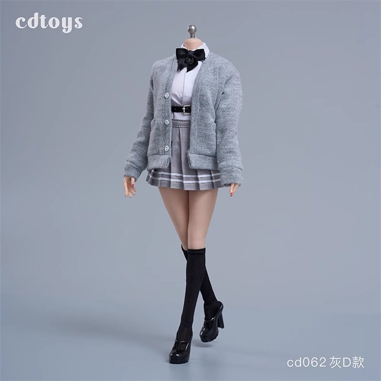 现货 cdtoys cd062 1/6女兵人学生开衫jk裙套装 适配1/6包胶素体