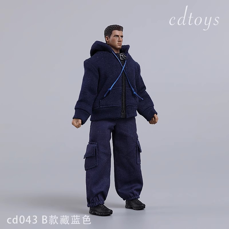 现货cdtoys cd043 1/12男兵人拉连卫衣工装裤 适合1/12包胶素体