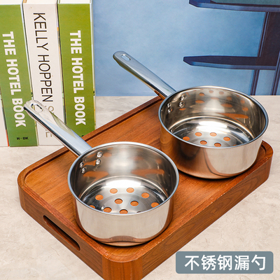 批发不锈钢漏勺长柄圆形沥水勺