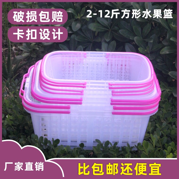 T白色方形杨梅篮子草莓篮手提塑料水果篮葡萄樱桃葡萄琵琶包装筐