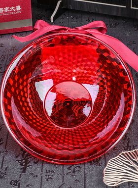 结婚干果盘喜庆糖果盘PS塑料红色花纹图案婚庆零食小果盘喜糖盘子