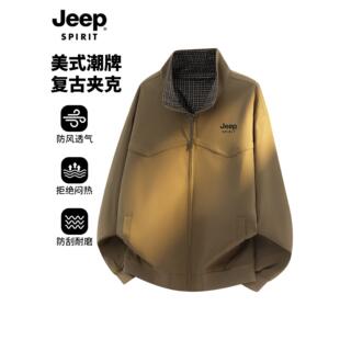 吉普工装外套男款美式复古防风夹克男士春季新款设计感休闲上衣男