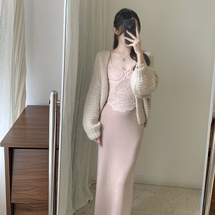 里约画刊bi囤系优雅曲线感超高腰羊绒毛针织半裙温柔包臀半身长裙