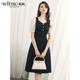 未风黑色拼接连衣裙女夏2026夏季 显瘦裙子 气质假两件修身 新款 女装