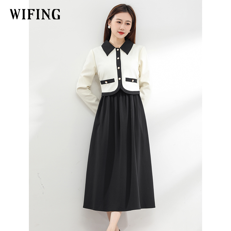 冬季小香风拼接假两件未风