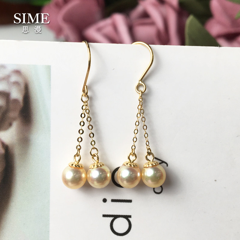 Sime/思漫18K金 4.5-5mm海水akoya皇后金珍珠耳钩 JI强光双珠女款|ruв категории ювелирные изделия/алмаз/жадеит/золото, природный жемчуг (новый), серьга - от Buy2taobao.com для оказания профессиональной услуги покупки агента Taobao