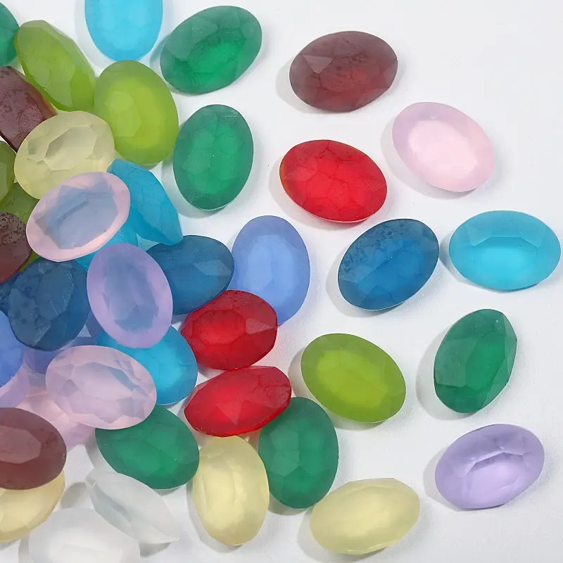 网红热卖10*14旦形雪媚娘彩色尖底磨砂面鸽子蛋玻璃钻服饰发饰钻