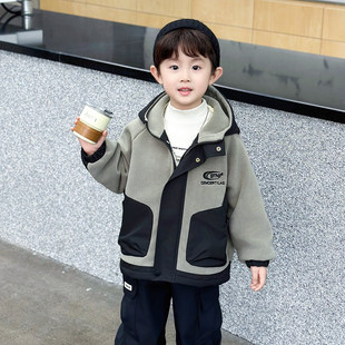男童摇粒绒外套秋冬款2025新款儿童加厚深秋初冬上衣宝宝男孩衣服