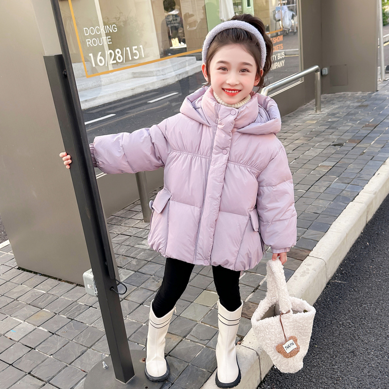 女童冬季加厚中长款羽绒服