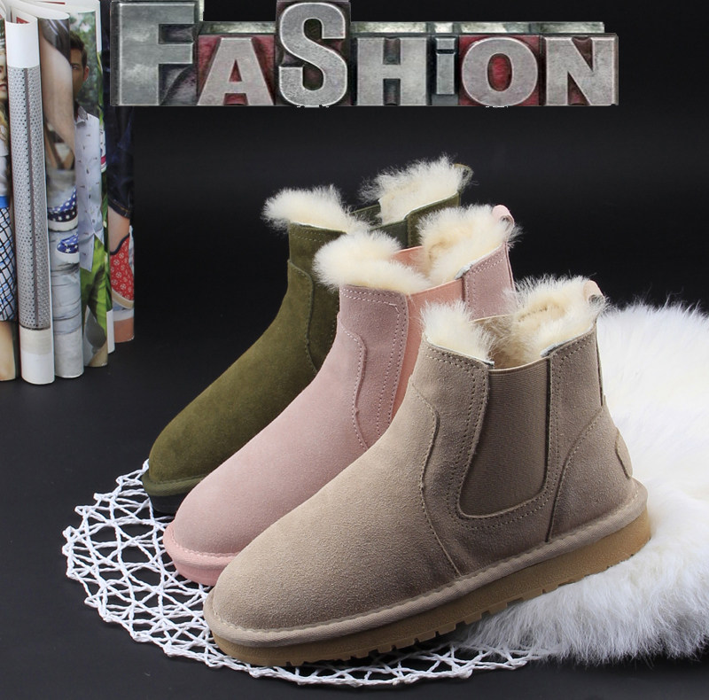 原创雪地靴女冬新短靴女加厚保暖马丁靴牛皮切尔西可爱防滑棉鞋女在类目 女鞋, 靴子中 - 来自Buy2taobao.com提供专业的淘宝代购服务